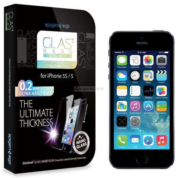 Защитное стекло для iPhone SE / 5s / 5c / 5 - Spigen - SGP - GLAS.t NANO SLIM