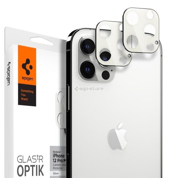 Защитное стекло для камеры SPIGEN для iPhone 12 Pro Max - Optik Lens Protector - Серебристый - AGL02455